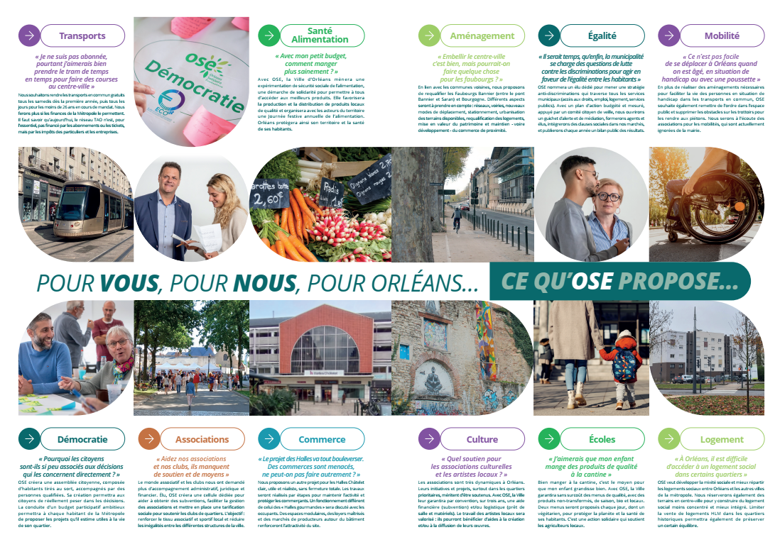 POUR VOUS, POUR NOUS, POUR ORLÉANS, CE QU’OSE PROPOSE. Lisez notre nouveau document de campagne